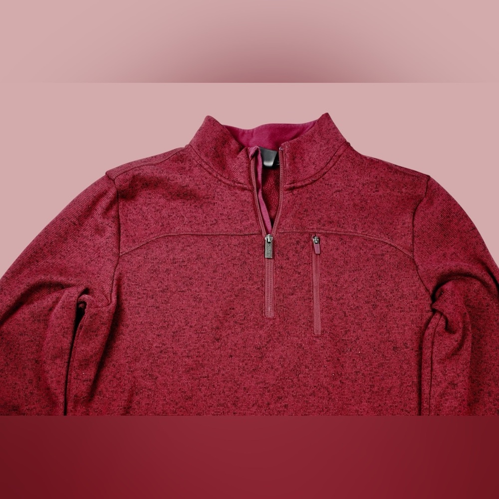 Jockey Mens Medium Red Quarter-Zip Pullover Fleece Sweater Casual Outdoor - Picture 8 of 15